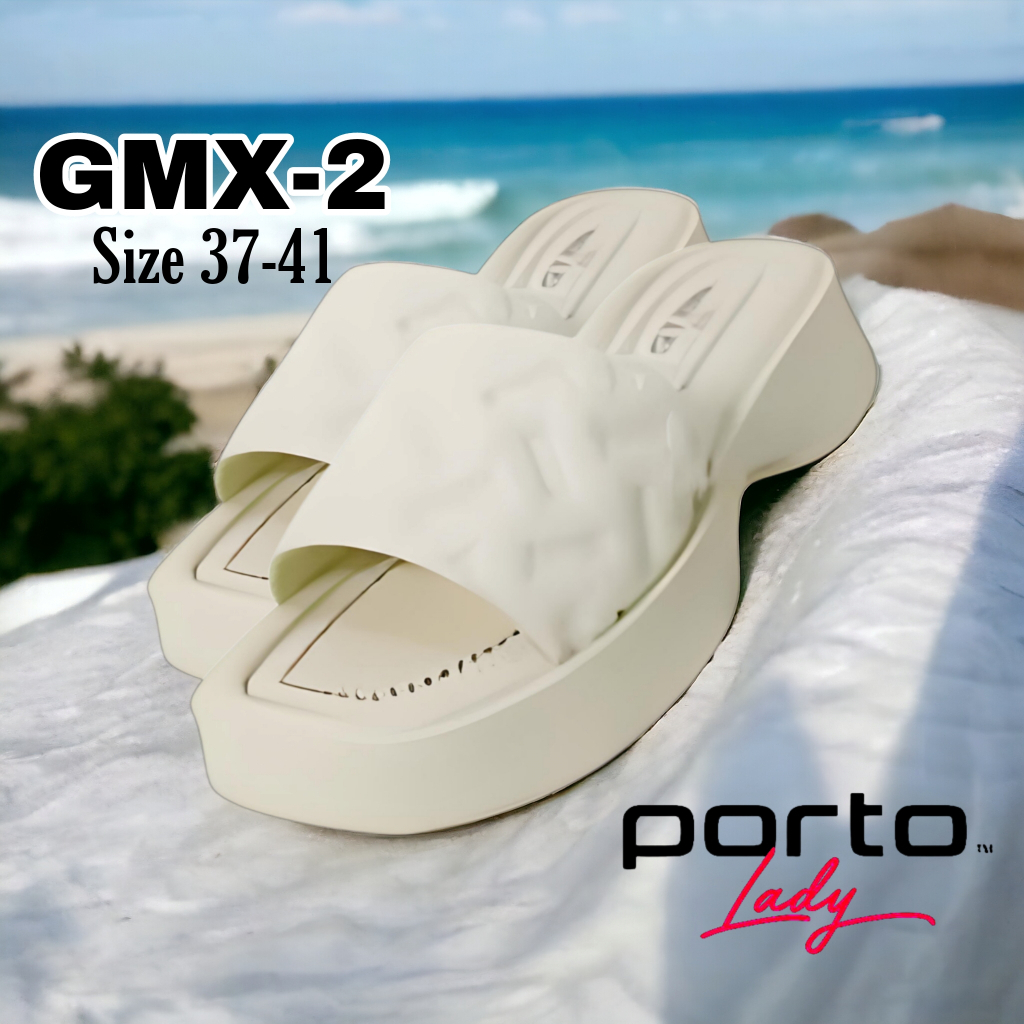 PORTO LADY GMX-2 - Sandal Selop Wanita/Remaja Trend Kekinian, Sandal Wedges EVA Platform Tinggi