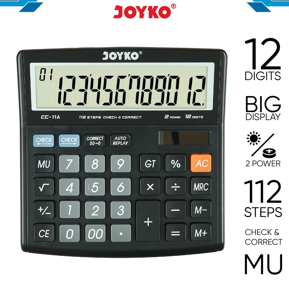 

Langsung Ambil Calculator Kalkulator Joyko CC11A 12 Digits Check Correct