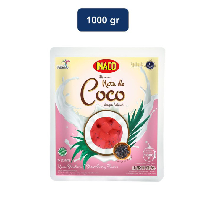 

Inaco nata de coco + selasih rasa strawberry 1 kg