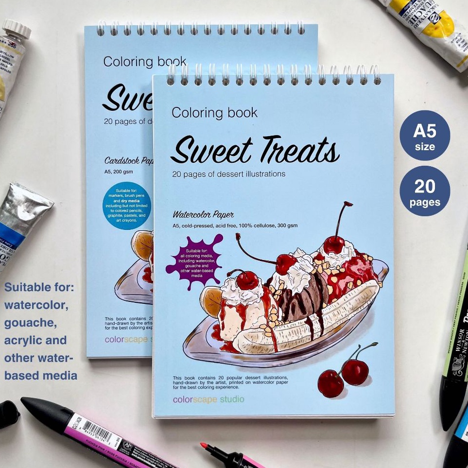 

Serba Unik Colorscape Watercolor Mixed Media Coloring Book Sweet Treats