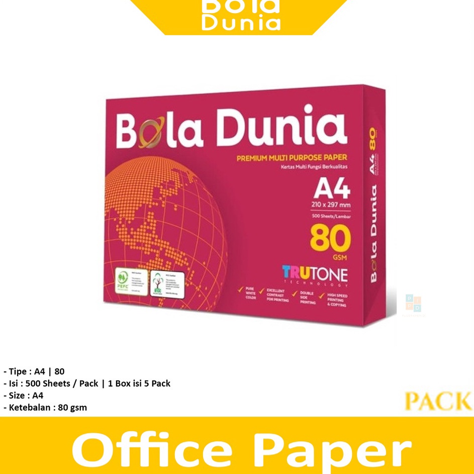 

Diskon Populer Bola Dunia Kertas Hvs Fotokopi A4 8 gram Rim