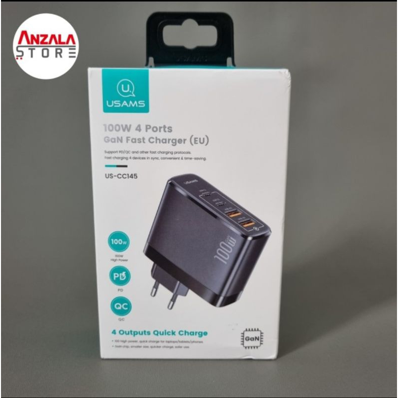 USAMS T44 Adapter Fast Charger GaN 100W 4 Ports 2A+2C