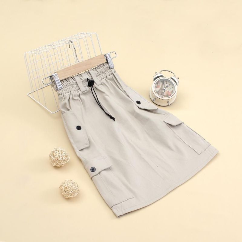 outfit rok panjang warna beige cargo anak premium junior bawahan anak perempuan bahan streechy