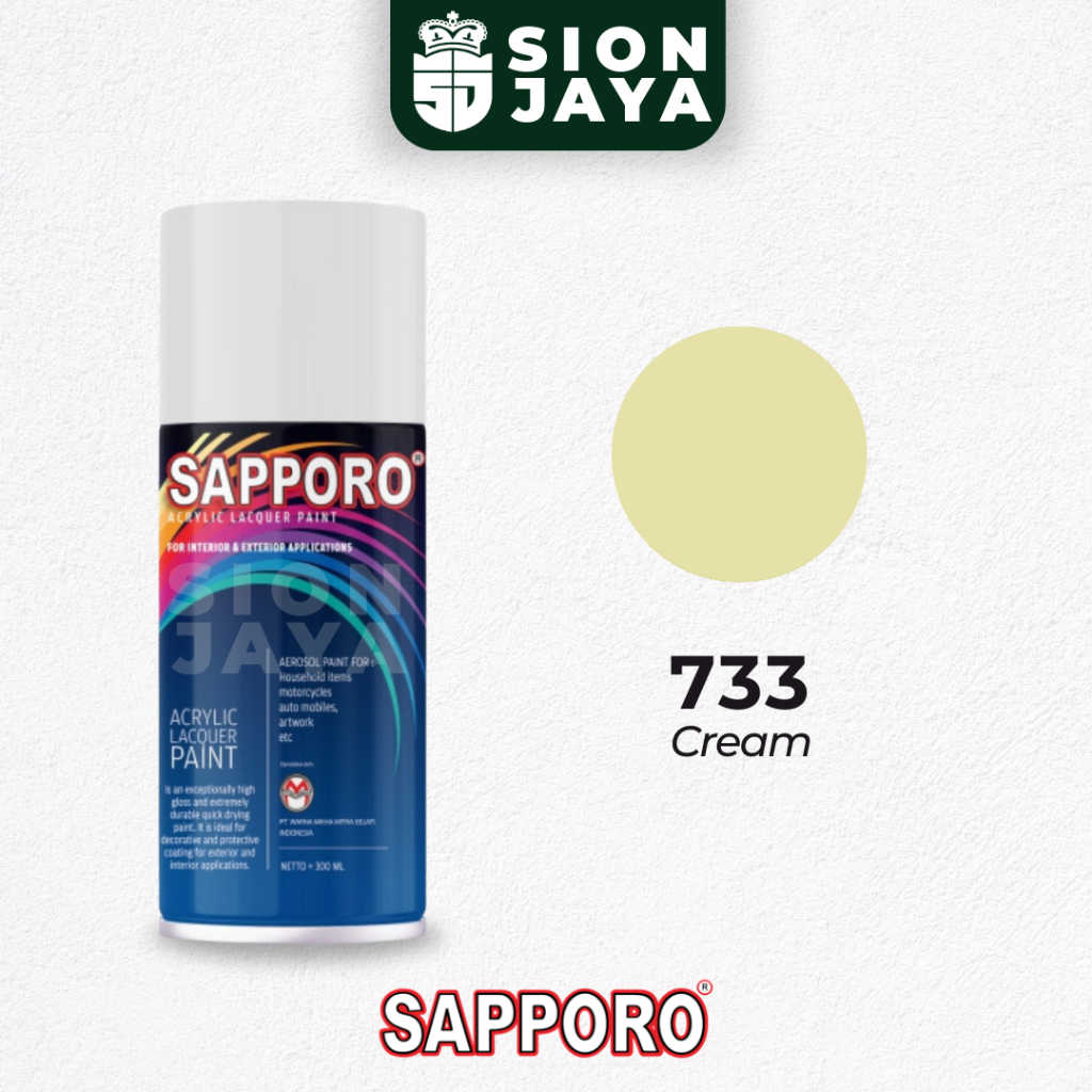 Pilox / Pylox / Cat Semprot Sapporo 300ml Krim Putih Kuning Tulang Standard Colour 733 Cream