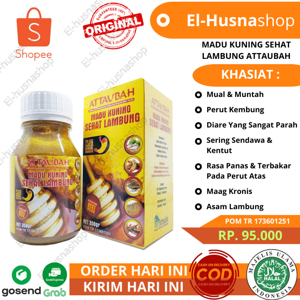 Madu Kuning Sehat Lambung Attaubah 350gr Maag Obat Herbal Asam Lambung Ampuh Asli Original