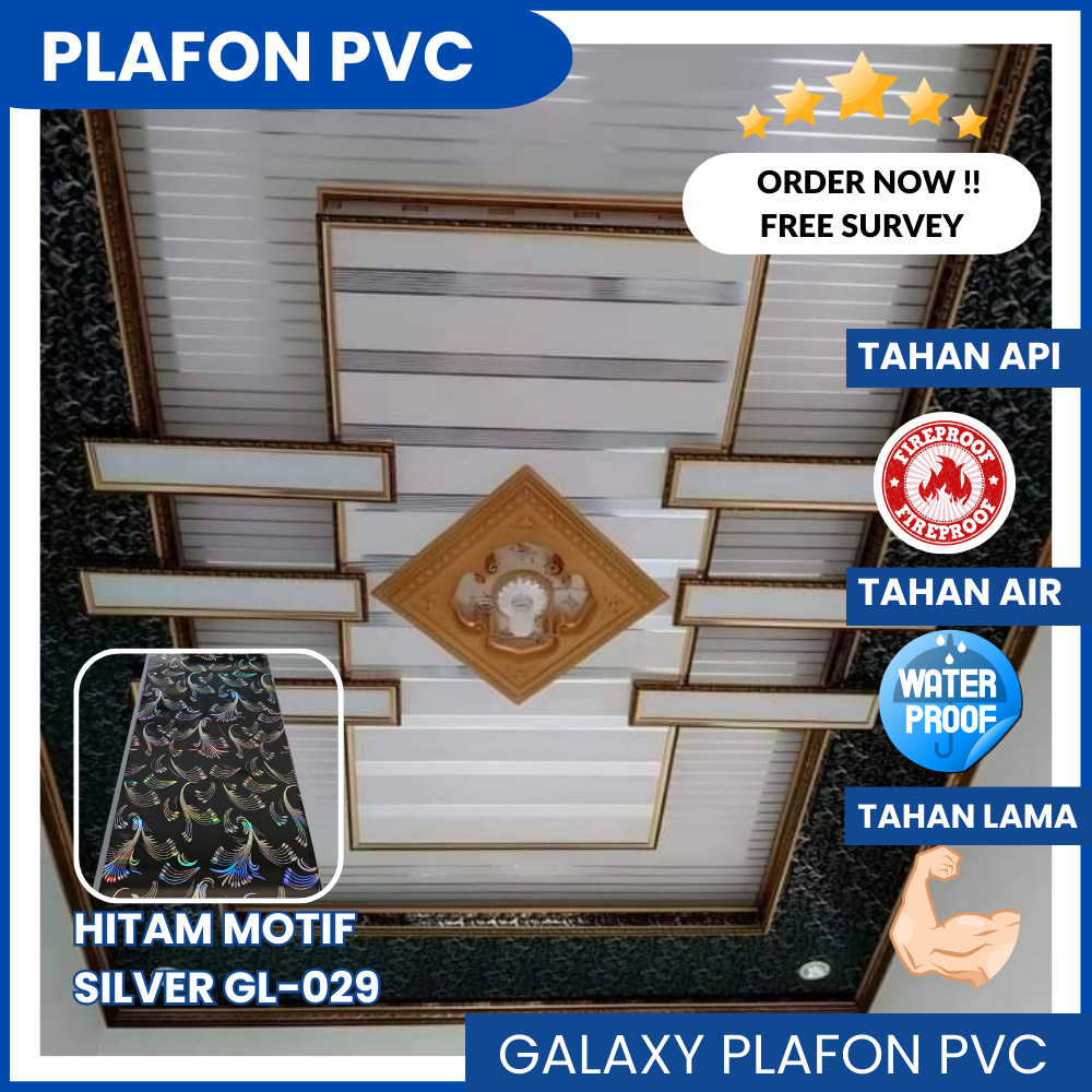 Plafon PVC Murah Elegan Hitam Motif Glossy/Plafon Rumah Minimalis/Distributor Plafon PVC Terimurah