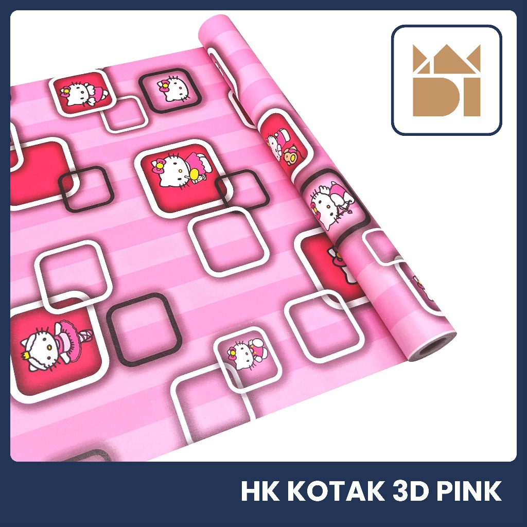 Adipati Official Store - Wallpaper Motif Hello Kitty Kotak 3D Merah Ukuran 45 Cm x 7,5-8,5 Meter Wal