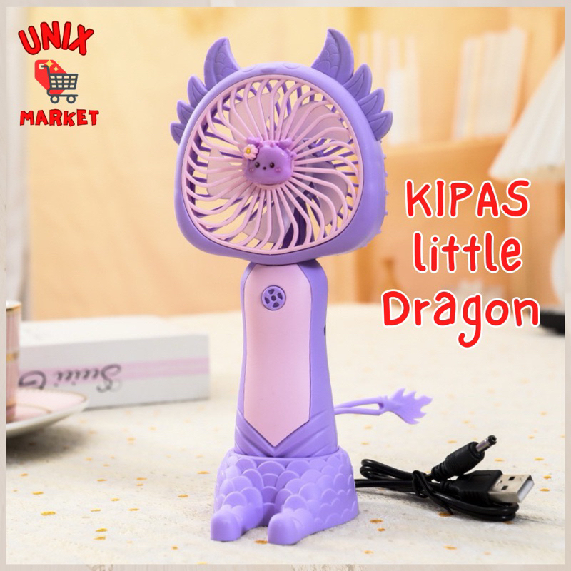 KIPAS MINI PORTABLE LITTLE DRAGON LUCU / KIPAS ANGIN KARAKTER LUCU PORTABLE KIPAS CAS BISA HOLDER HP