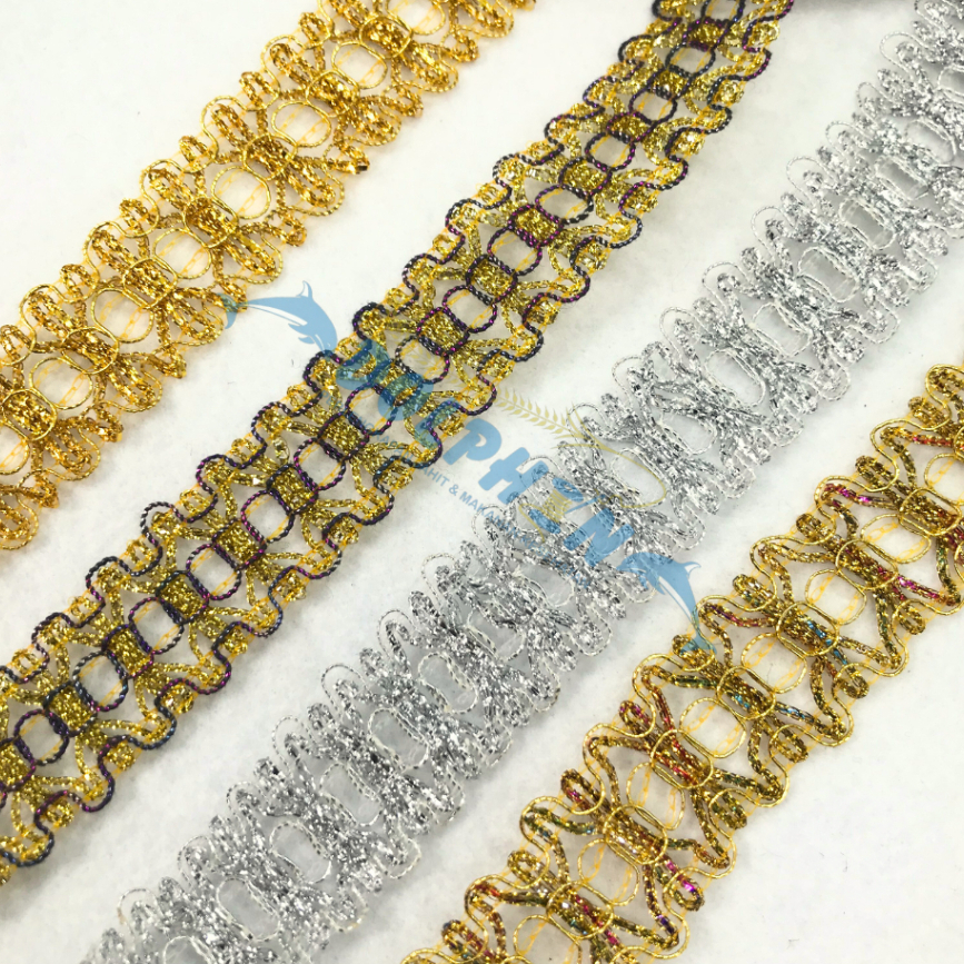 R17-15 Renda Emas 2cm METERAN / Aksesoris Baju Wanita Craft Renda Tengah