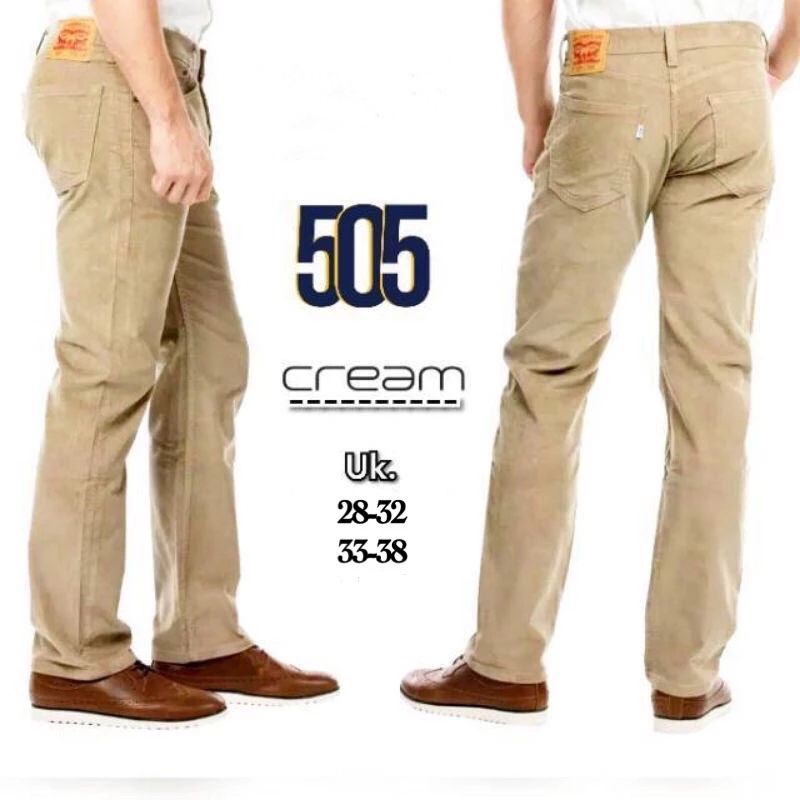 CELANA JEANS PRIA STANDAR CREAM 28-38
