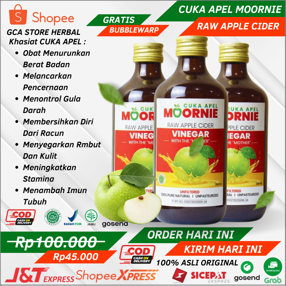 Cuka Apel MOORNIE Cuka Apel Original Untuk Kesehatan Cuka Apel Untuk Diet Dan Diabetes