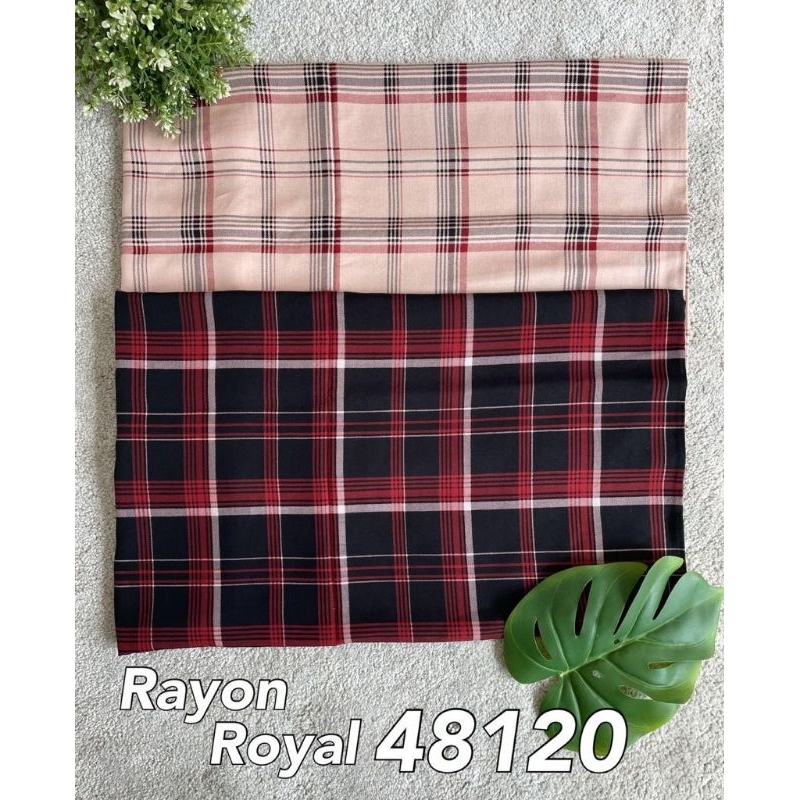 Kain Rayon Viscose Royal Premium Motif kotak 48120 1/2M Rayon Premium Motif kotak kotak Kain Rayon