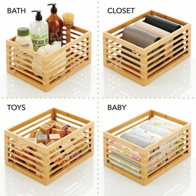 Kotak Penyimpanan Serbaguna Estetik Bahan Kayu Keranjang Buah Wooden Box Kotak Organizer