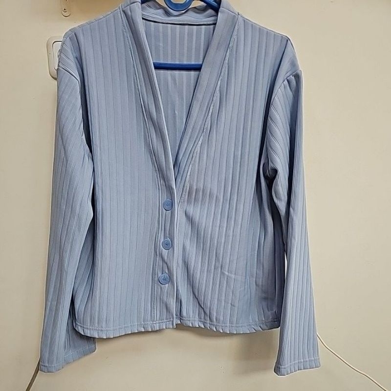 Outer wanita sweater cewe biru muda/biru langit LD 110cm