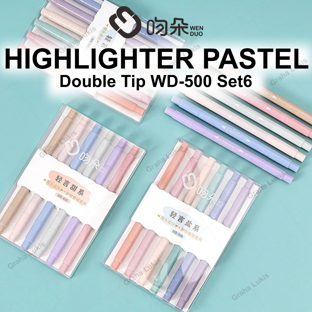 

WENDUO Pastel Double Tip Highlighter WD-500 Set 6