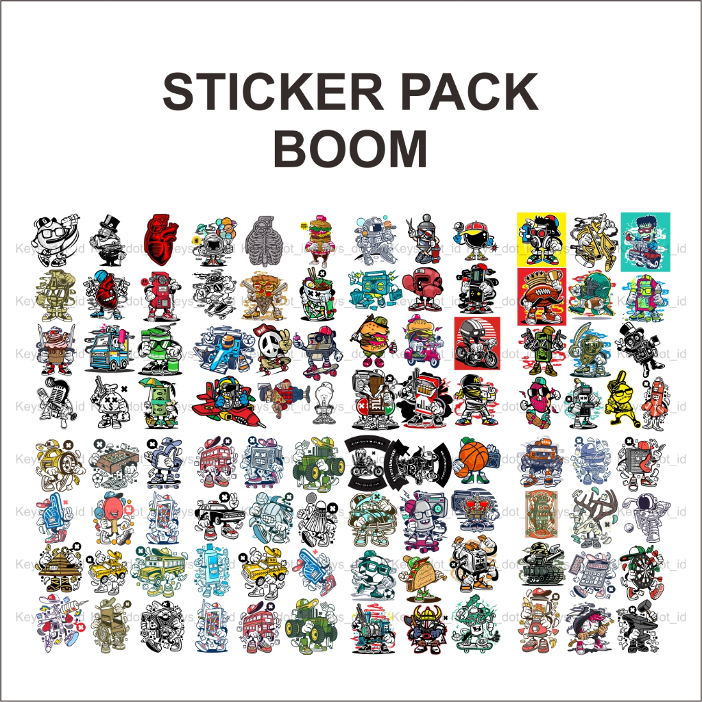 

Stiker Sticker Pack BOOM Isi 12 Pcs, Sticker Aesthetic, Stiker Lucu Keren Motor Mobil Hp Helm Laptop