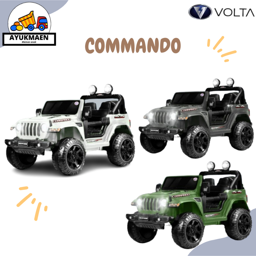 Mainan Mobil Aki Anak Commando Lite SHP VOLTA 5088 KOmando Ban Plastik Mainan Anak Mobil Aki - Hijau