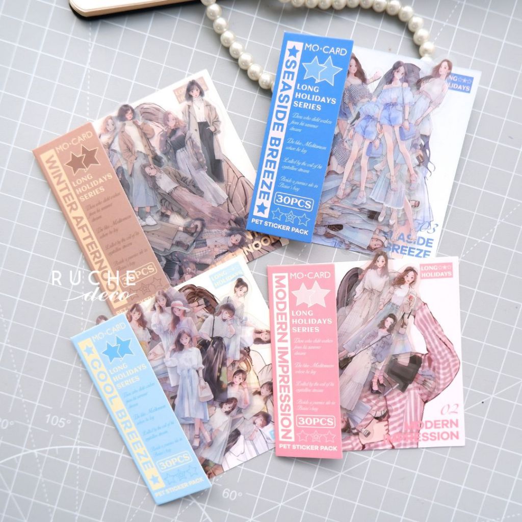 

RUCHE DECO - PET People Sticker Pack Casual Girl / People Sticker Set / OOTD Sticker / girl sticker aesthetic journal