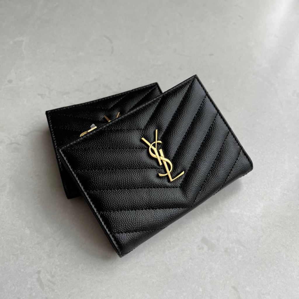 YSL monogram zippered small two fold wallet