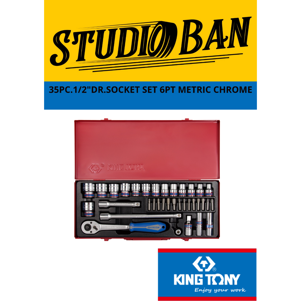 Kunci Sok Set 35pcs 1/2" Hexagonal - King Tony 4535MR