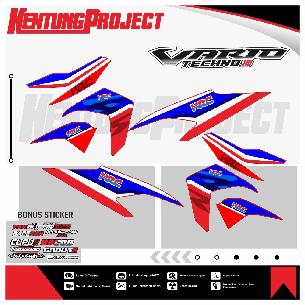 STRIPING VARIASI VARIO 110 TECHNO HRC- STICKER HONDA VARIO TECHNO HRC TERBARU