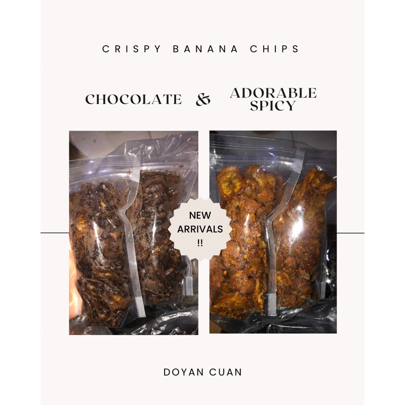 

KERIPIK PISANG COKLAT PEDAS Crispy banana chips with melted choco or an adorable spicy spooky