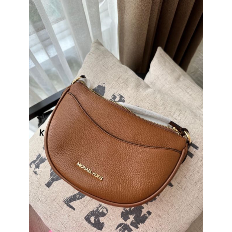 tas mk dover half moon crossbody luggage brown original