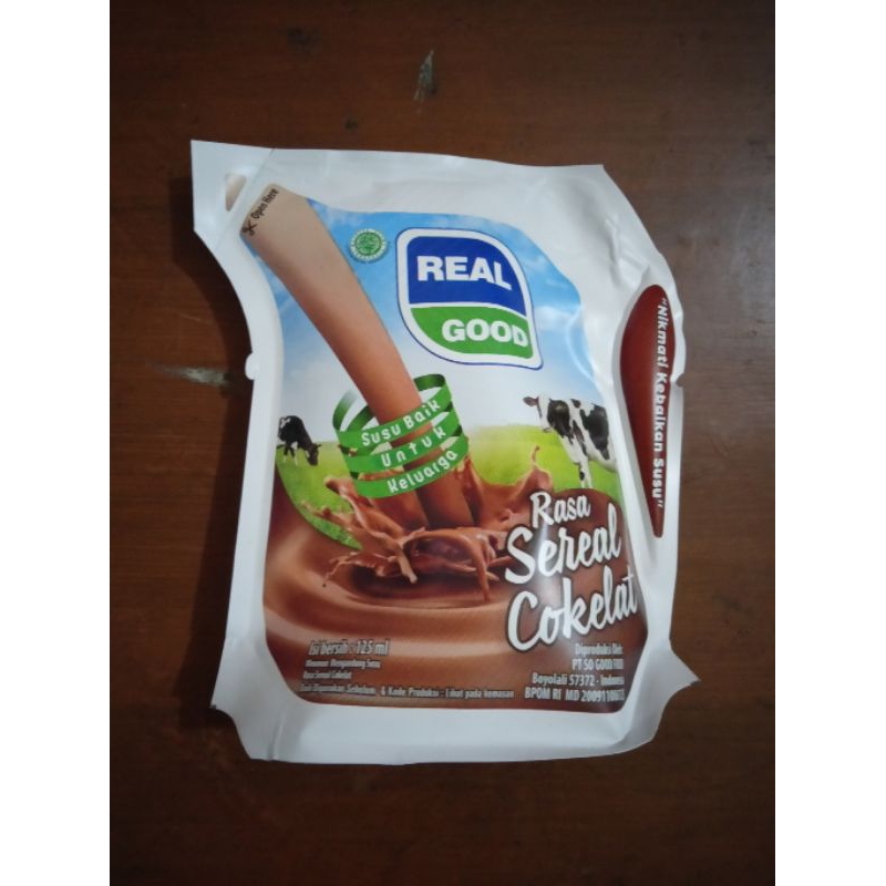

susu real good kemasan pouch 125ml rasa sereal cokelat