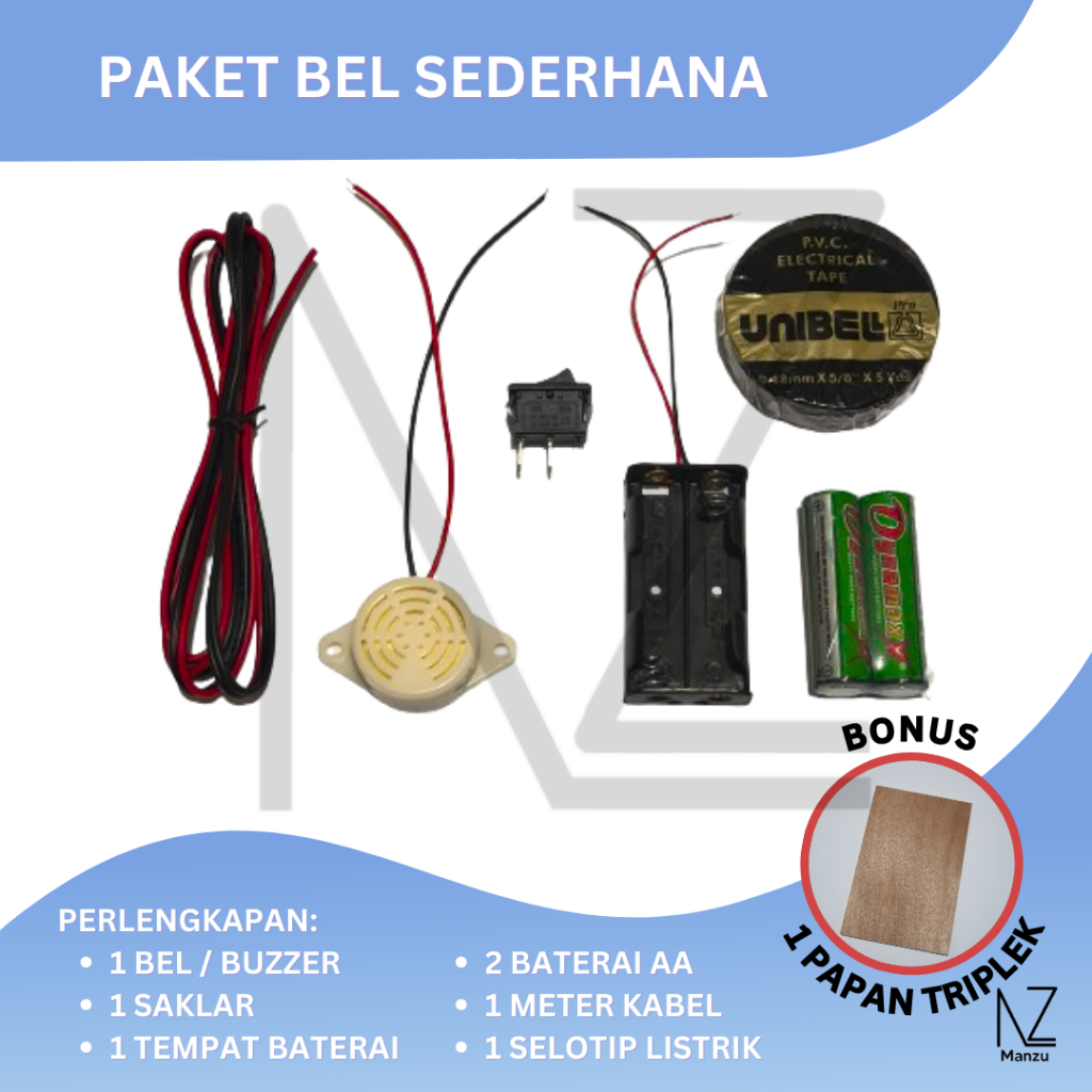 Paket Rangkaian Bel Listrik Sederhana Praktek Prakarya anak Sekolah