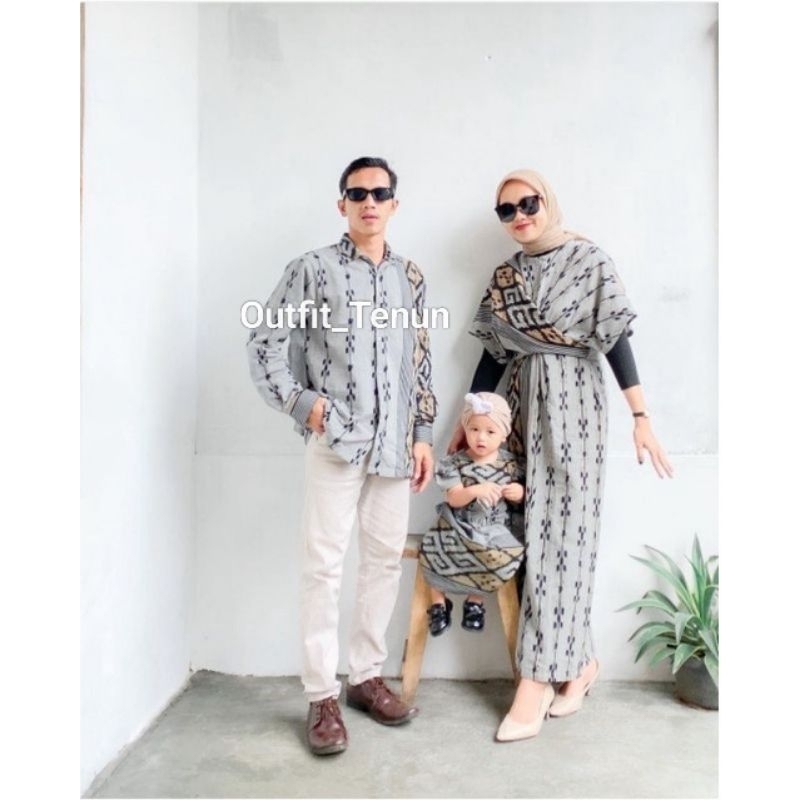 Set Couple Baju Keluarga Clara Dres Abu baju pasangan pria wanita kondangan prewedding guru kartinia