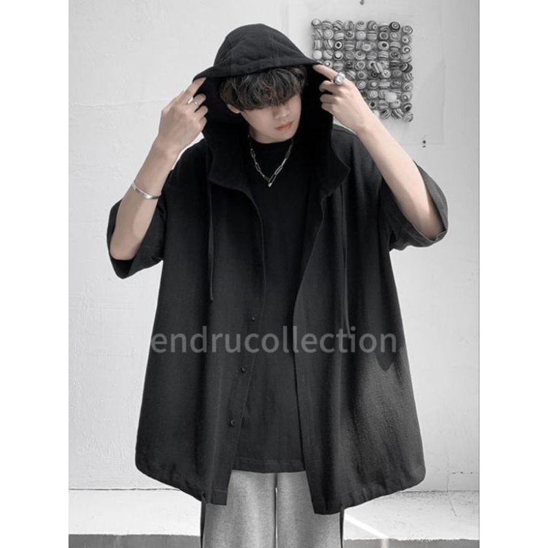 jaket longgar harajuku hip hop Jepang lengan pendek