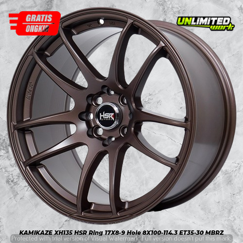Velg Mobil Warna Bronze Lubang Pcd 4X100 & 4X114,3 Lebar 8/9 HSR KAMIKAZE R17