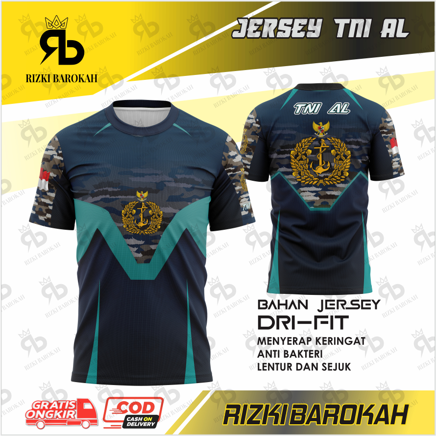 JERSEY TNI AL / KAOS DRI-FIT TNI TANGAN PENDEK / JERSEY TENTARA AL / KAOS TNI AL