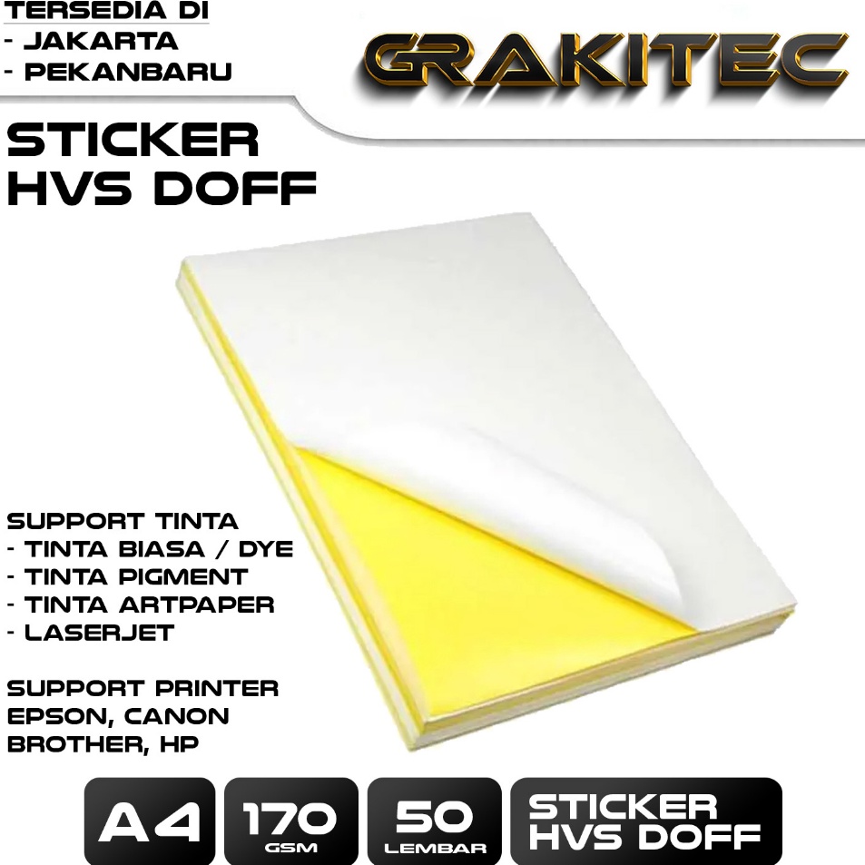 

Paket Meriah Sticker HVS A4 isi 5 lembar Kertas Stiker Inkjet Glossy Doff Matte A4 Grakitec
