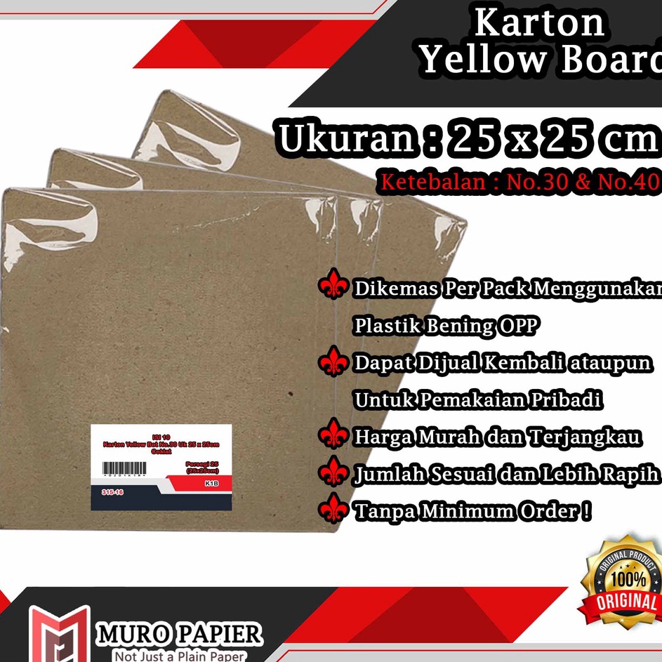 

Terlaris PER PAK ISI 1 Karton Yellow Board Persegi No 3 No 4 Ukuran 25 x 25 cm by Muro papier