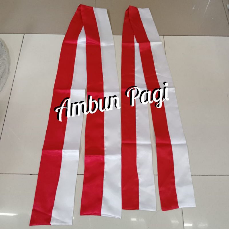 

best seller slempang merah putih paskibra Slempang merah putih satin ready stock