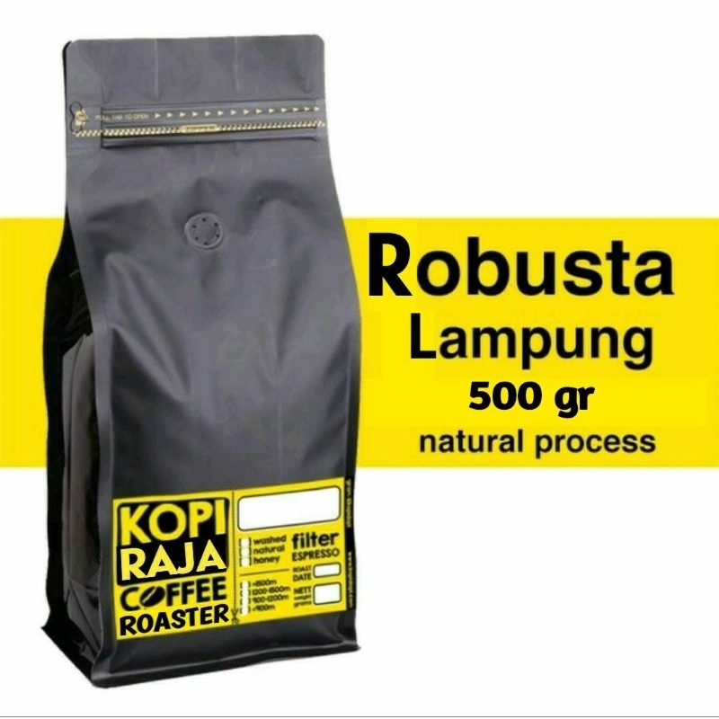 

Biji kopi bubuk Robusta Lampung Netto 500 gram natural proses