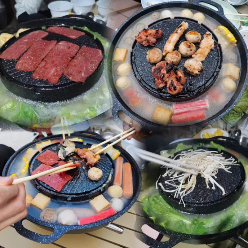grill Shabu pan panggangan / grill Shabu 2in1 panci steamboat kompor