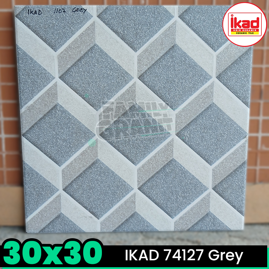 Keramik Kasar 30x30 IKAD 74127 Grey Lantai Teras/ Garasi/ Kamar Mandi