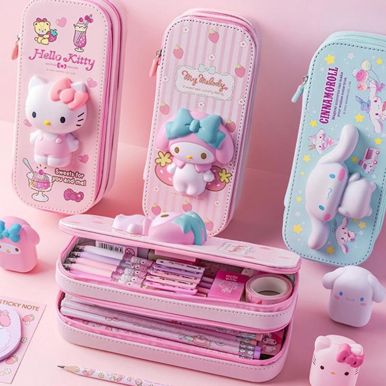 

Produk Terviral CODSanrio Pu Large Capacity Pencil Case Kawaii Hello Kitty Cinnamoroll Melody School Pencils Bag Pouch Pen Case Supplies Stationery