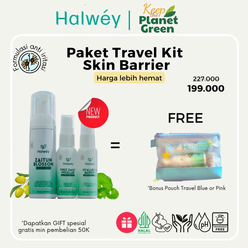 [HALWEY] New Travel Kit Skin Barrier Package (Paket Hemat) Paket Skincare Pemula