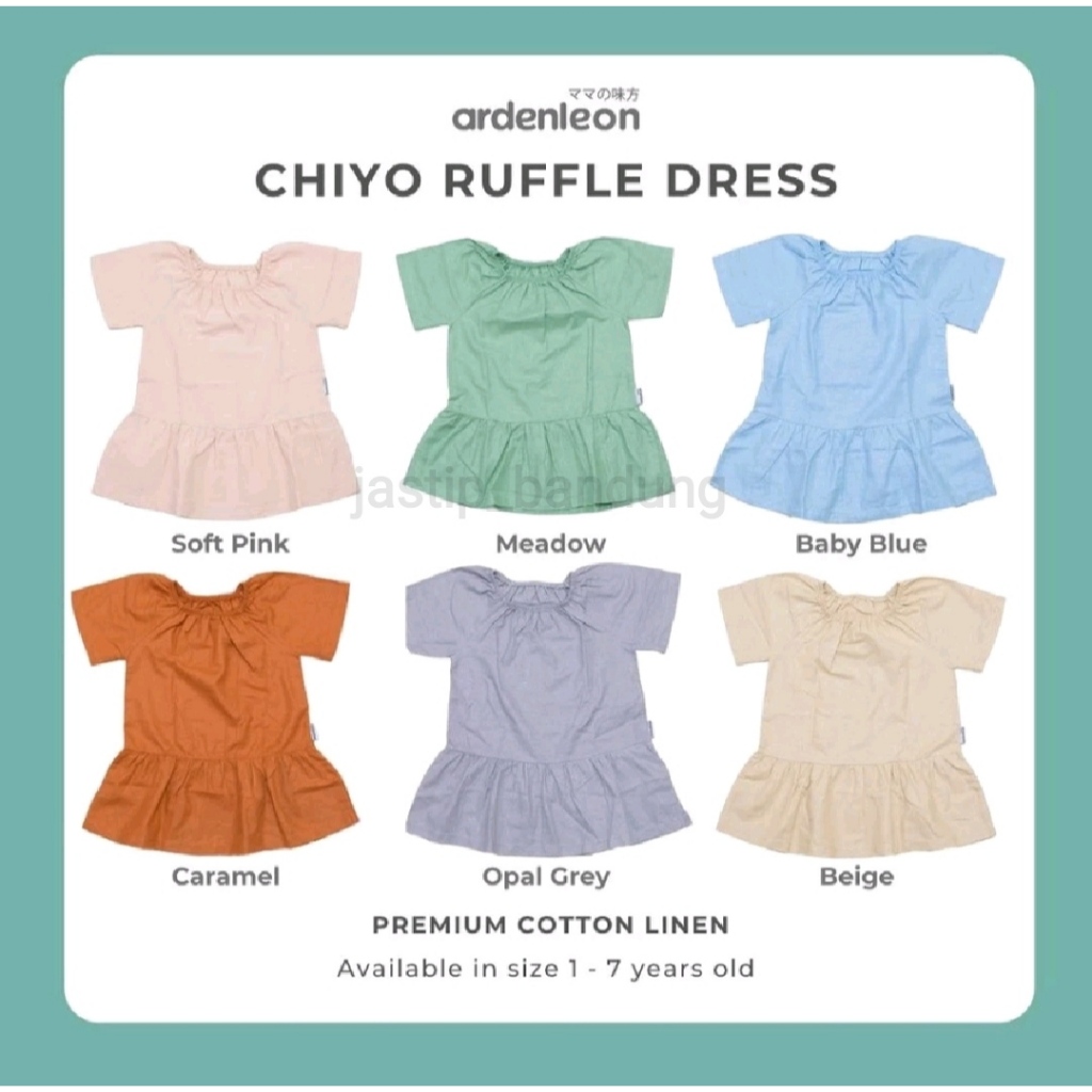 Ardenleon Chiyo Ruffle Dress Anak / Chiyo Ruffle Dress Ardenleon / Ardenleon Ruffle Dress Polos / Ru