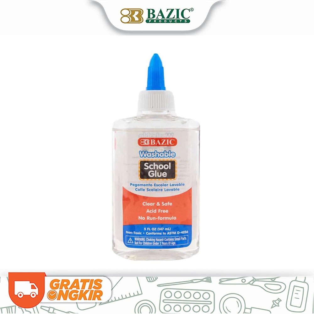 

Bazic Washable Clear School Glue - Lem Kertas Isi 147ml