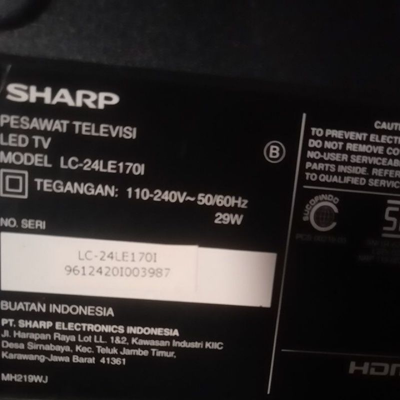 main board tv LED Sharp 24inch (LC-24LE1701)