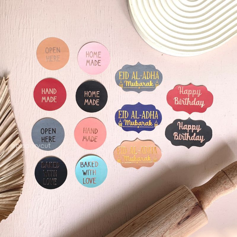 

Sticker Label Segel homemade open here handmade baked with love Diameter 4cm