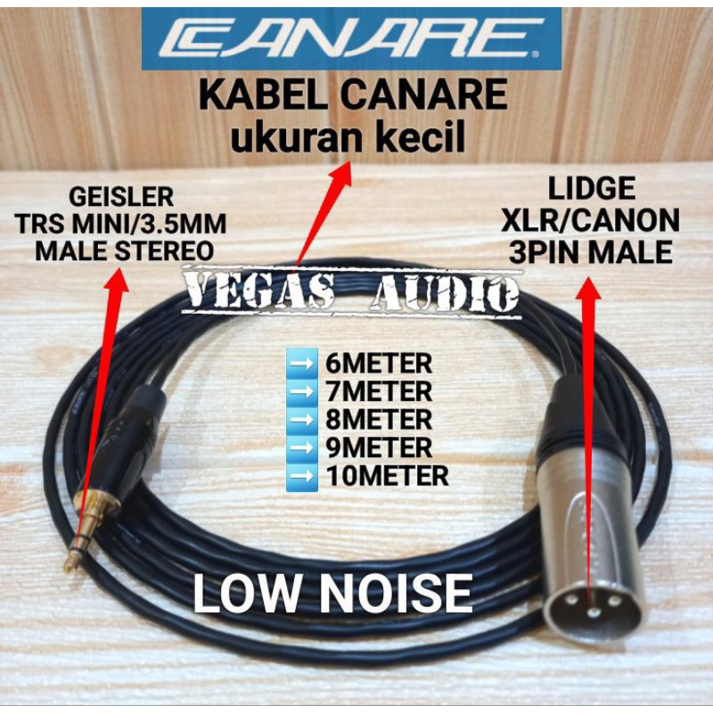 KABEL CANARE KECIL JACK 3.5MM MALE TO JACK XLR MALE 6M-10M
