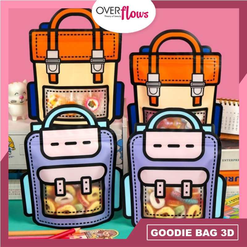 

OVERFLOWS.ID PLASTIK BINGKISAN ZIPLOCK STANDING GOODIE BAG KEMASAN COOKIES CANDY 3D CUTE