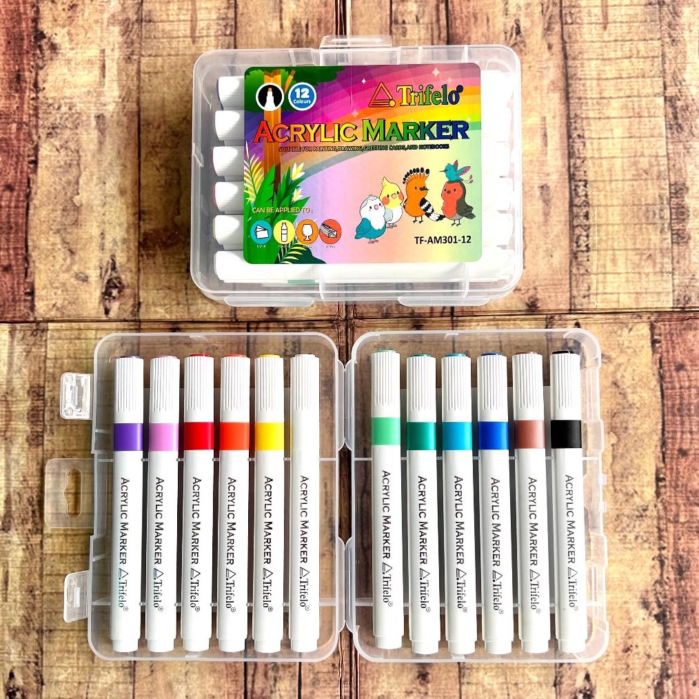 

KODE A79P 1 Set Acrylic Marker Trifelo TFAM3112 Spidol Akrilik 12 Warna