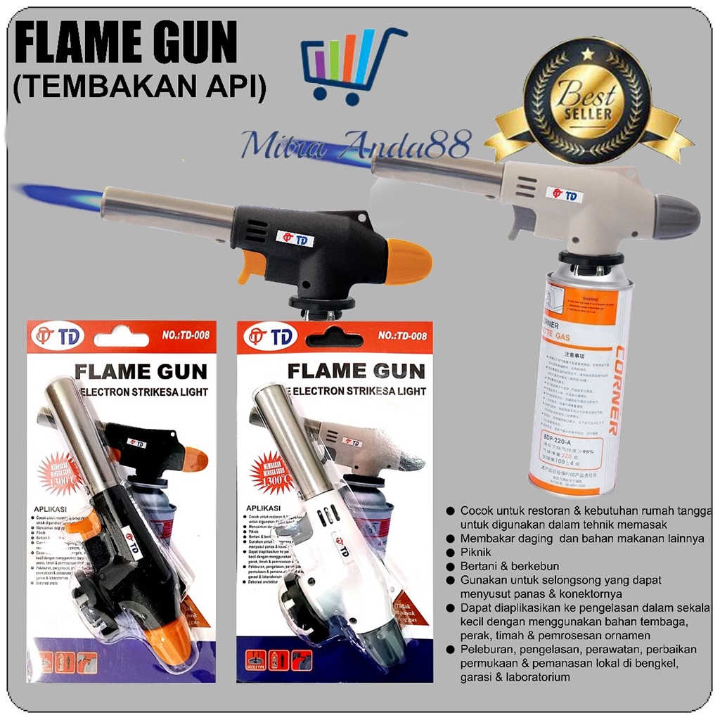 Mitraanda88 Flame gun Kepala Portabel Gas Torch Las Butane Blow Torch Api Jet Hi Cook TD