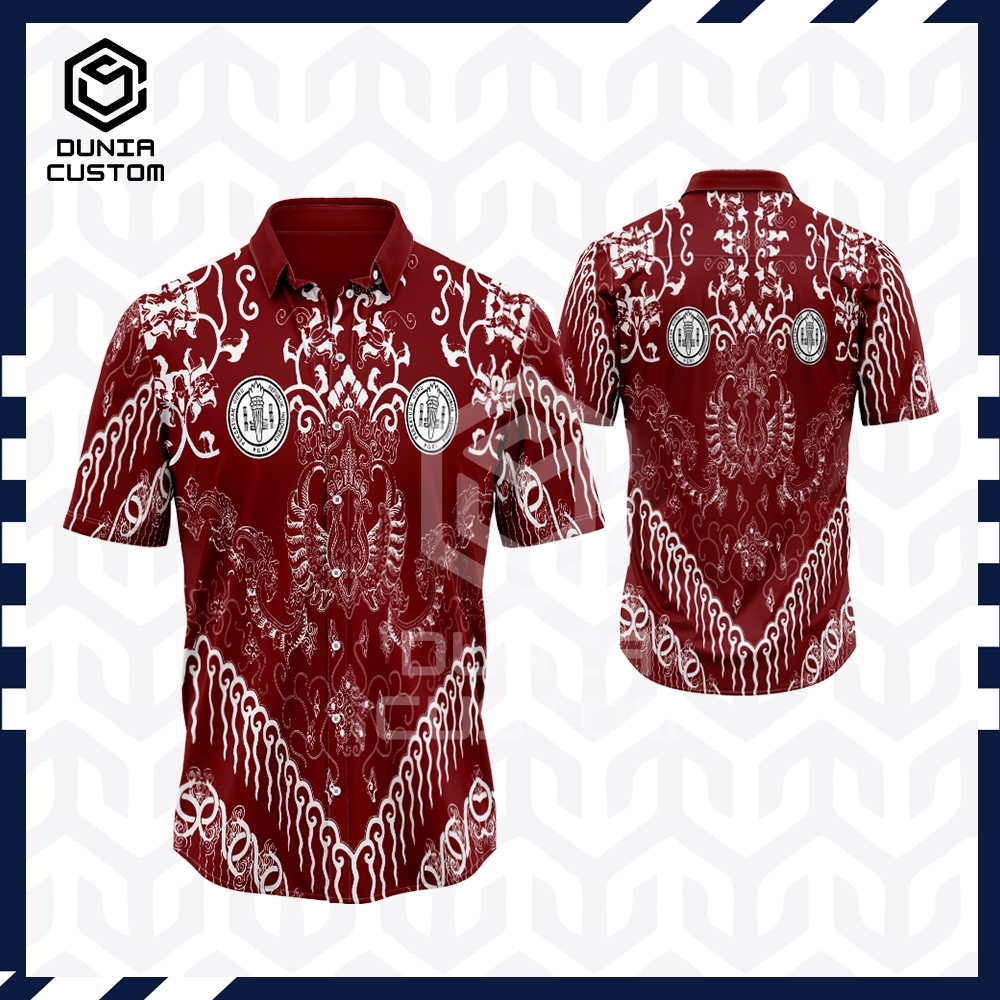 Baju PGRI / Baju Kemeja Guru Motif Batik PGRI Fullprint / Kaos Batik PGRI / Kaos Baju Polo PGRI